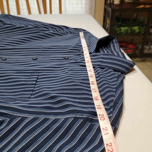 Claiborne Easy Care Blue with Stripes Button Down Shirt Men's Size XXL - Picture 6 of 15